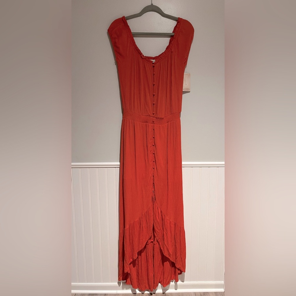 Charmed Hearts Sienna Orange High Low BOHO NWT Maxi Dress Large